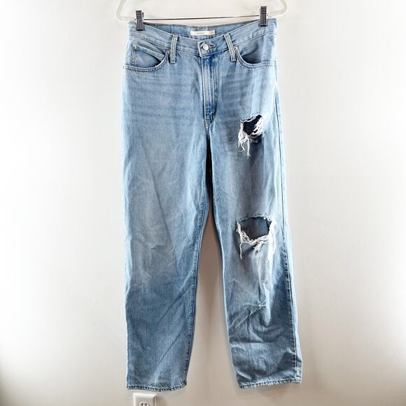 Levi's Mid Rise 94 Baggy Distressed Jeans Blue 29 / 8 - Picture 3 of 4
